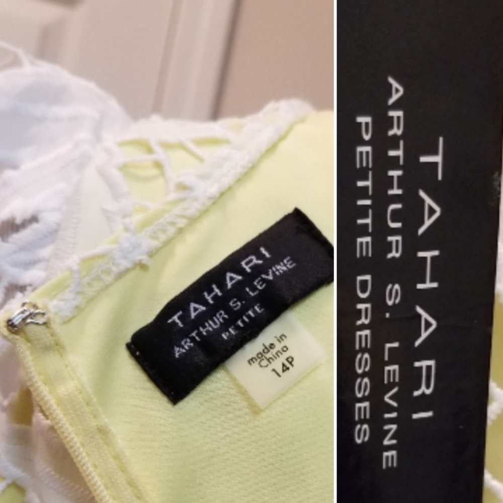 🆕️⬇️Tahari ASL White & Yellow Novelty Ruffle Sleeve Floral Dress - Picture 7 of 8